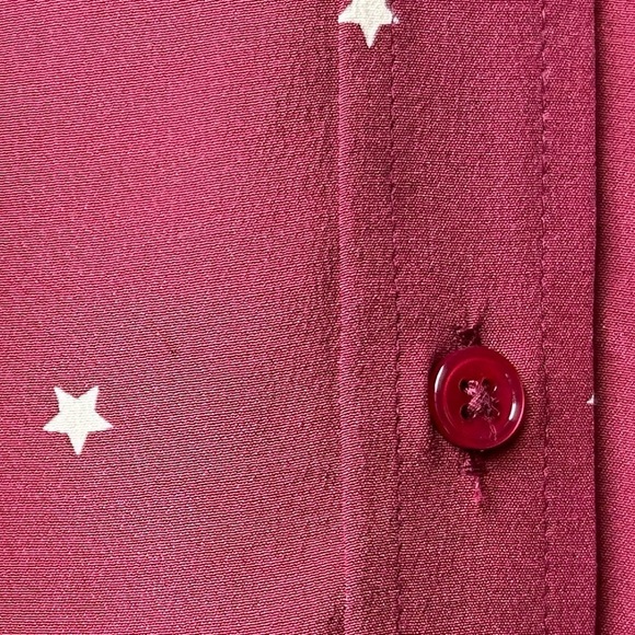 Rails Kate Merlot Twinkle Button Up Silk Collared Long Sleeve Shirt Maroon Sz S - Picture 14 of 16